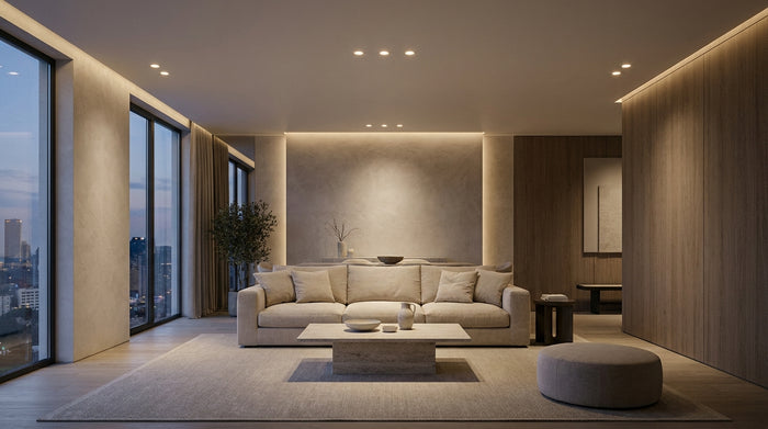Living room ceiling spotlight idea: how many, where, and which ones