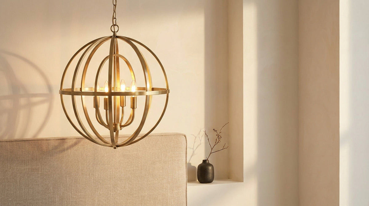 Suspension dorée chambre : taille, hauteur et lumière