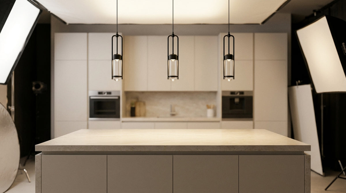 Pendant lights over an island: balancing the light