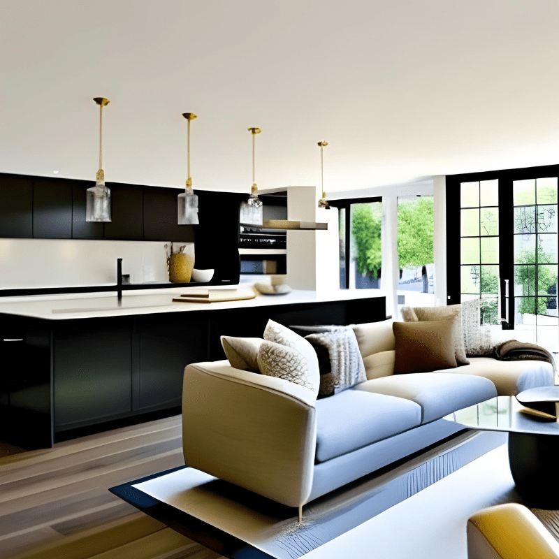 Decorating ideas for an open-plan living room and kitchen: Harmony between conviviality and functionality