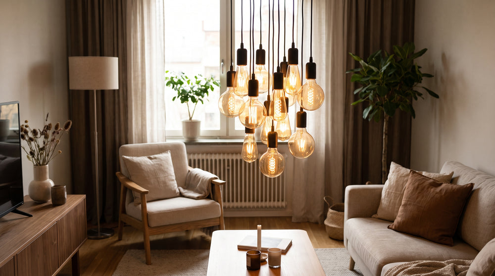 Amber-colored light bulbs