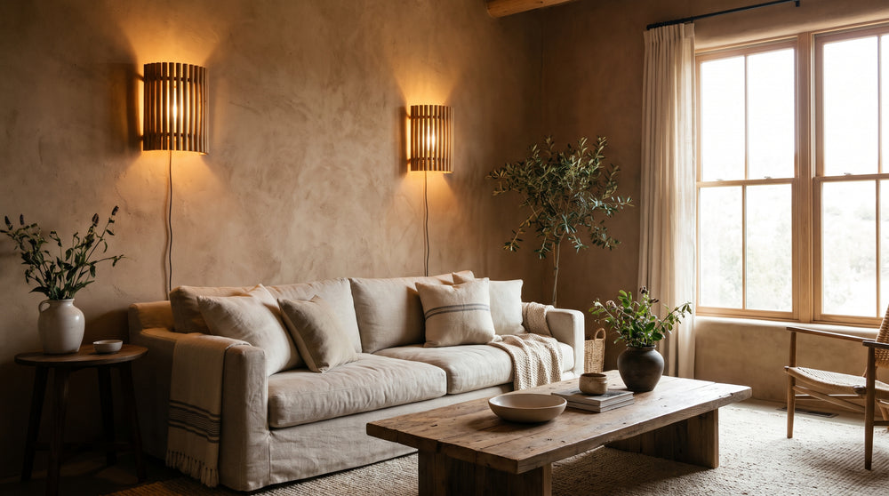 Wooden wall lamp