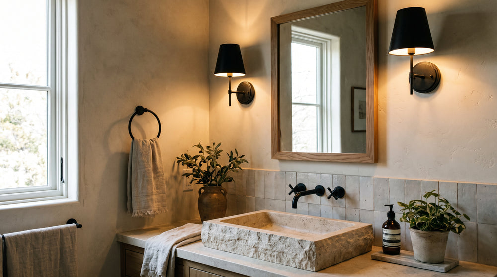 Black wall lights for bathroom
