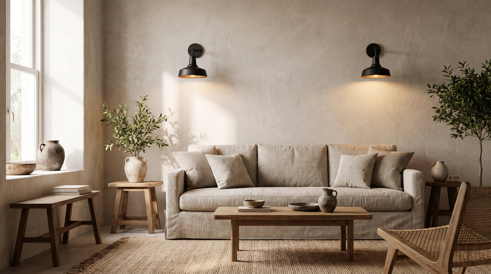 Black metal wall lamps