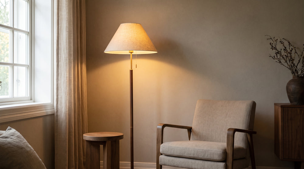 Grey floor lamp