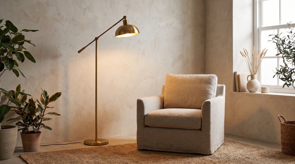 Gold living room floor lamp