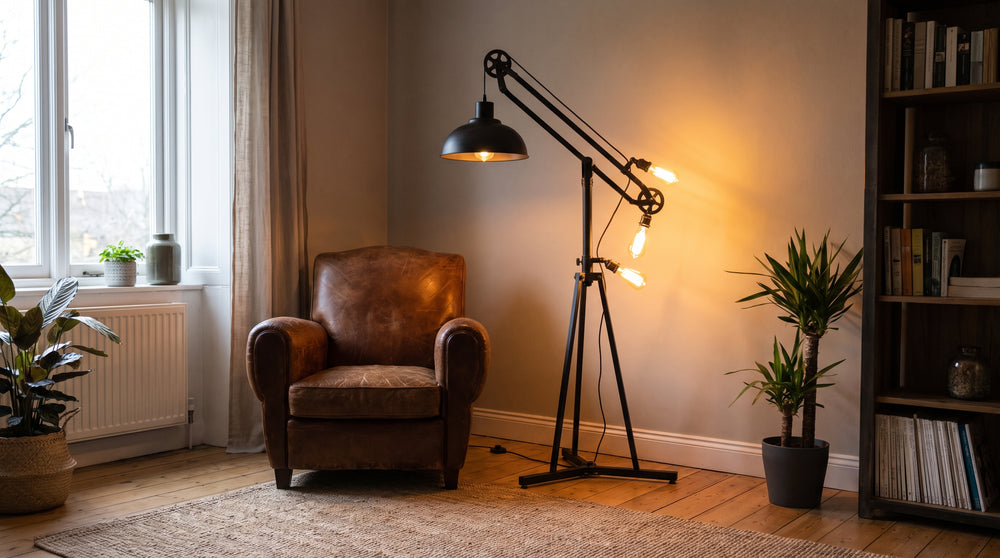 Industrial living room floor lamp