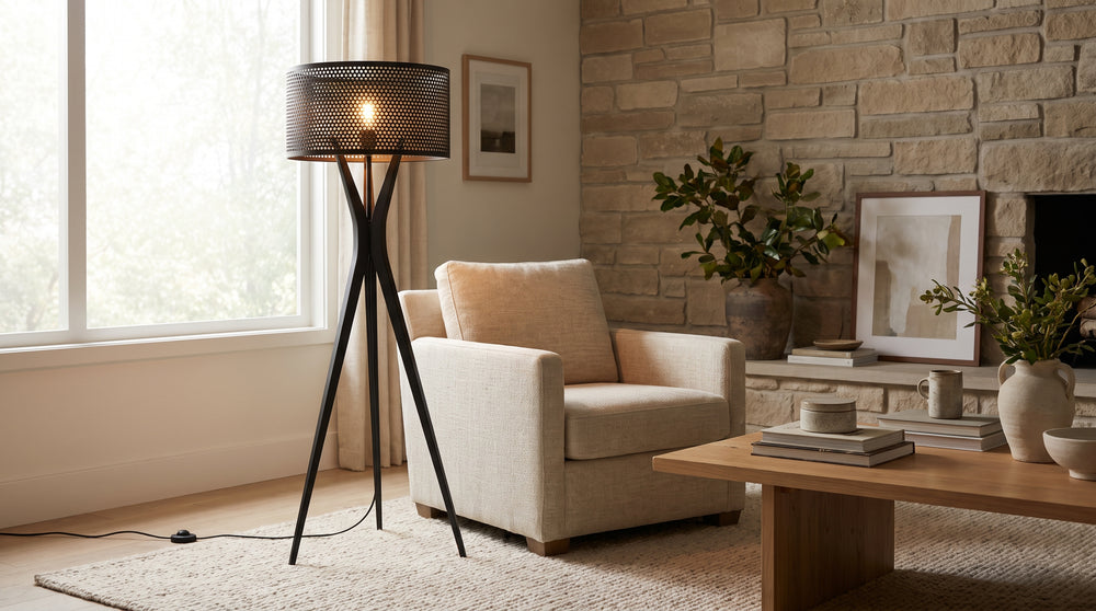 Designer floor lamps in black