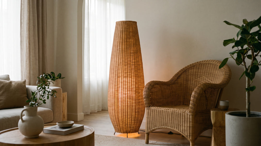 Wicker floor lamps for living room