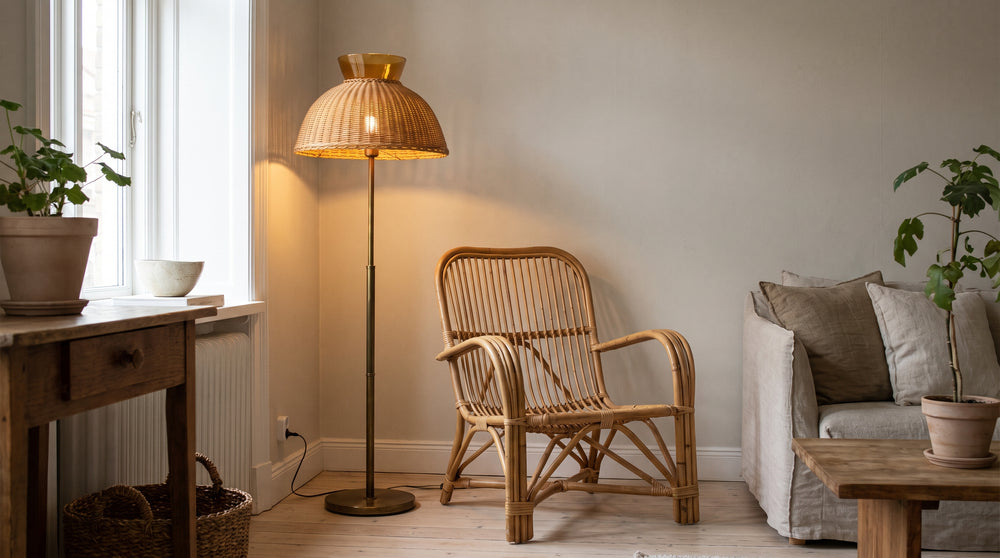 Vintage rattan floor lamps
