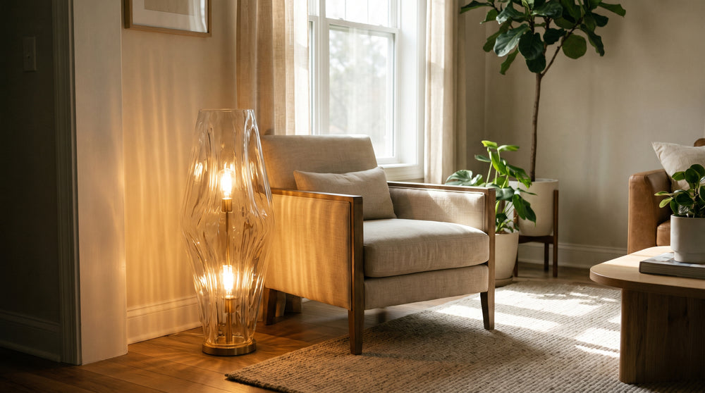 Orange glass floor lamps