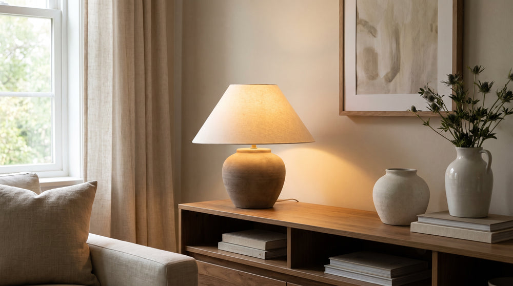Silver-colored table lamps