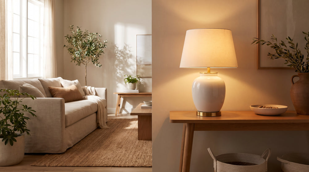 White/gold table lamps