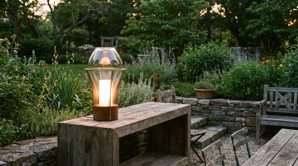 Designer solar table lamps for the garden