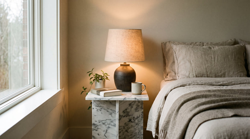 Marble bedside lamps