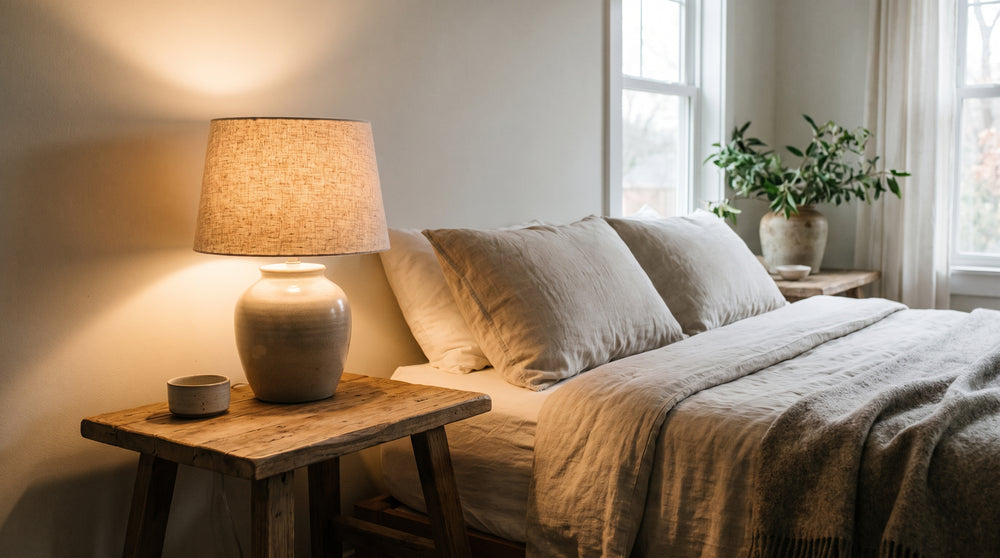 Fabric bedside lamps