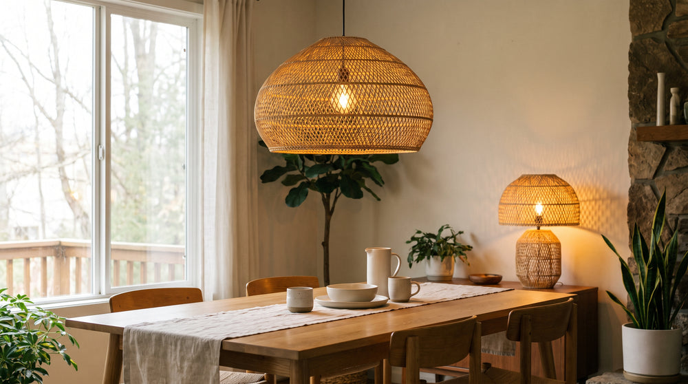 Terracotta-colored light fixtures