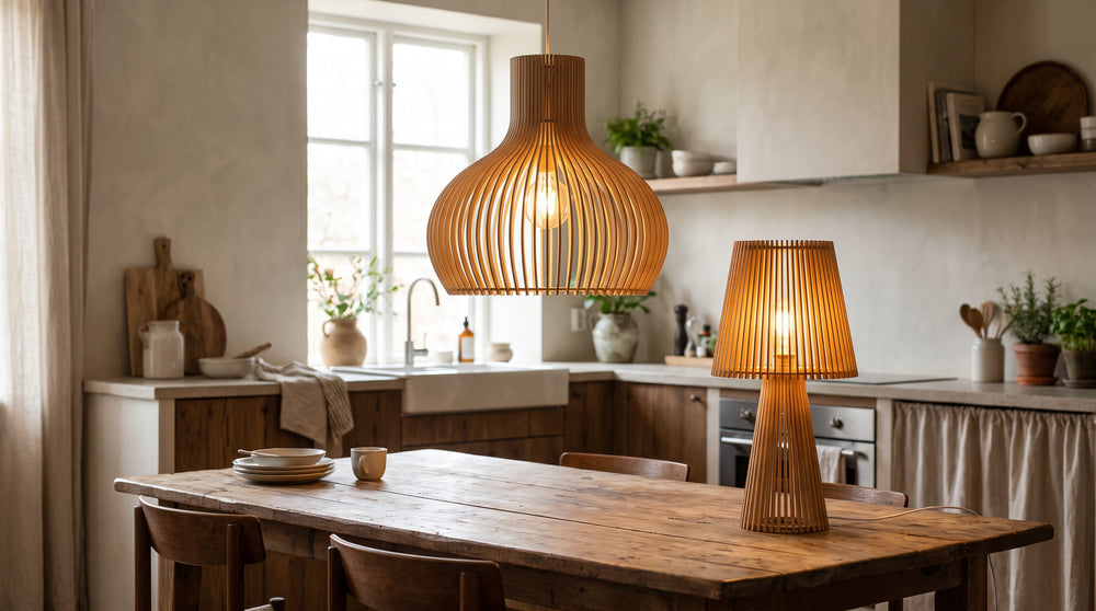 Wooden kitchen light fixtures