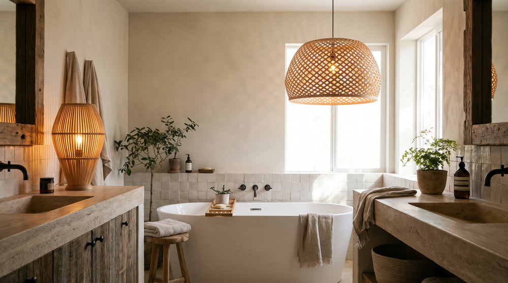 Wooden bathroom light fixtures