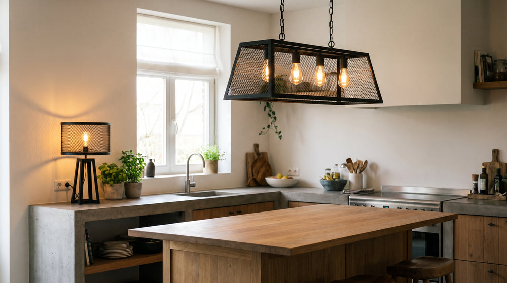 Industrial-style kitchen lighting