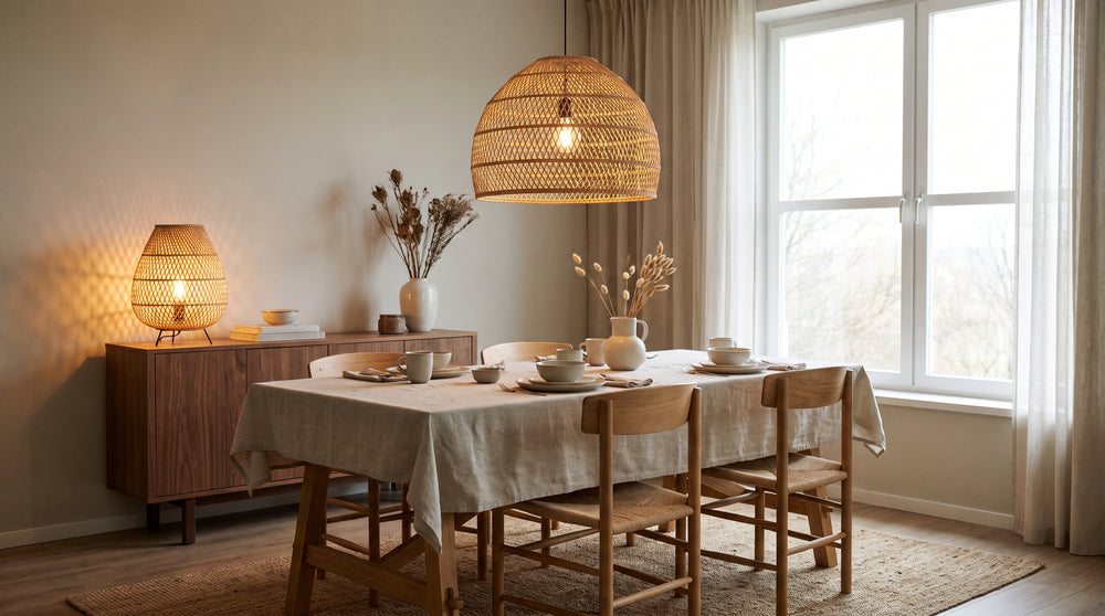 Rattan pendant lights