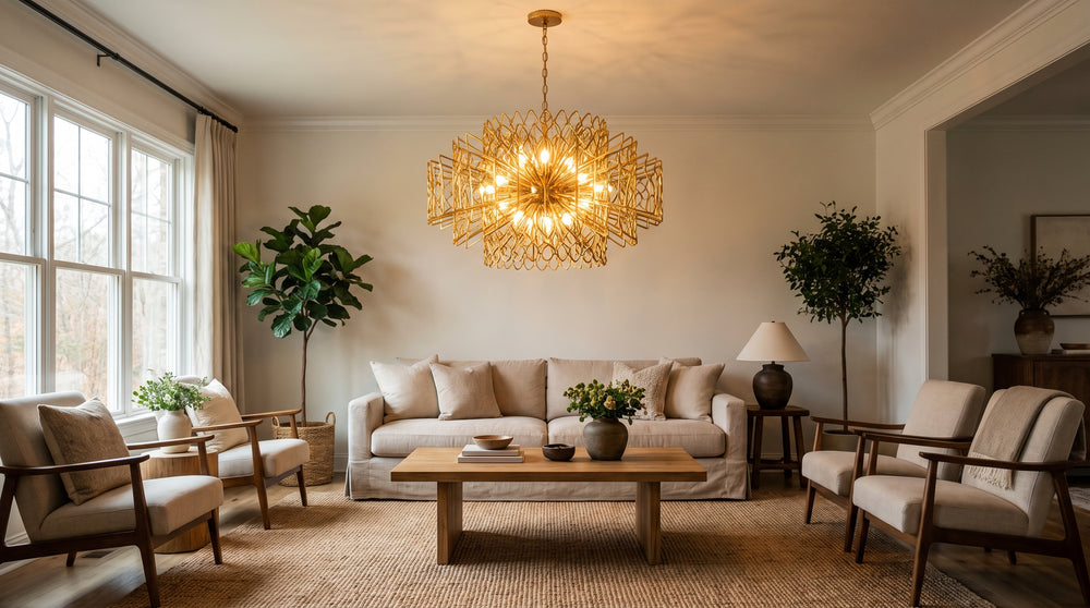 Gold living room chandelier