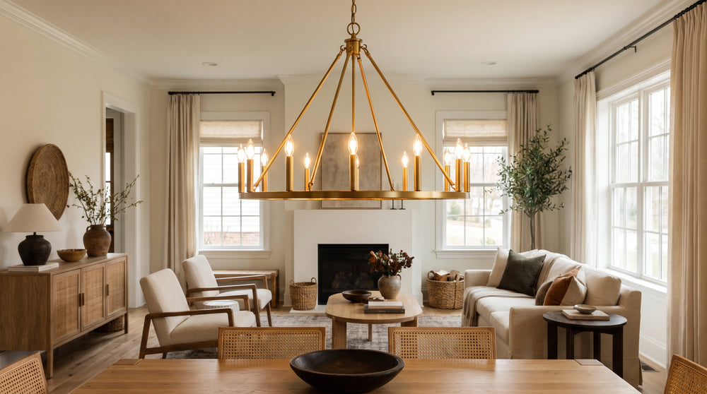 Gold-colored metal chandeliers