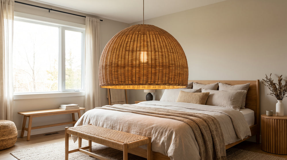 Wicker chandeliers for bedroom