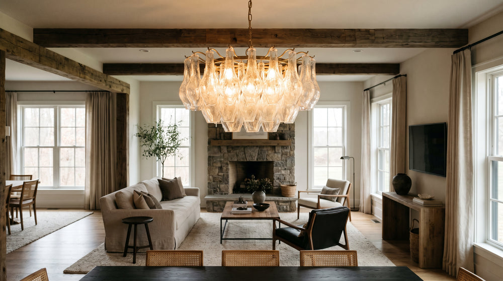 Green glass chandeliers