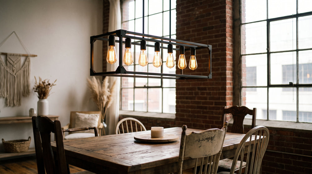 Industrial style chandeliers for dining room