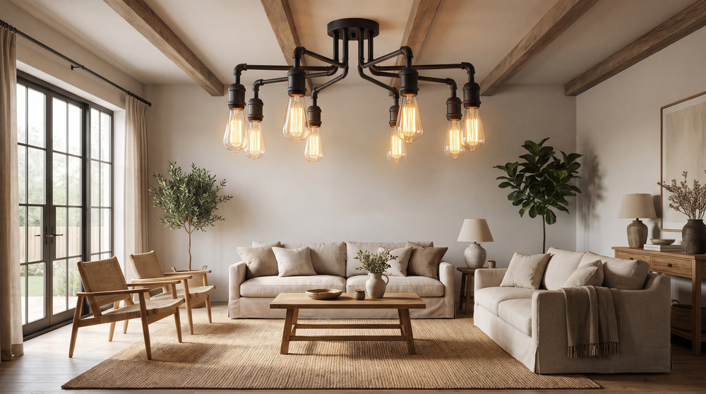 Industrial-style black ceiling lights