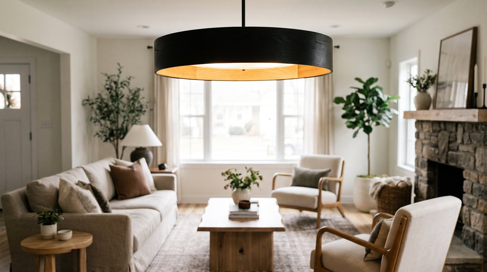 Black wooden ceiling lights