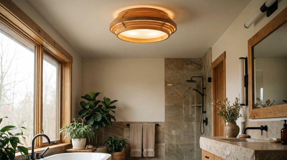 Wooden ceiling lights for bathroom