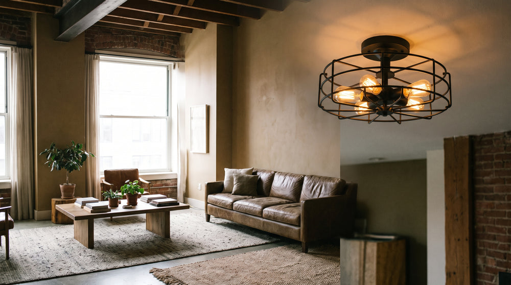 Industrial-style metal ceiling lights