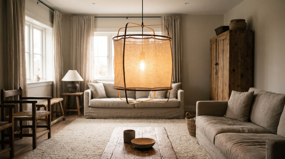 Beige fabric ceiling lights