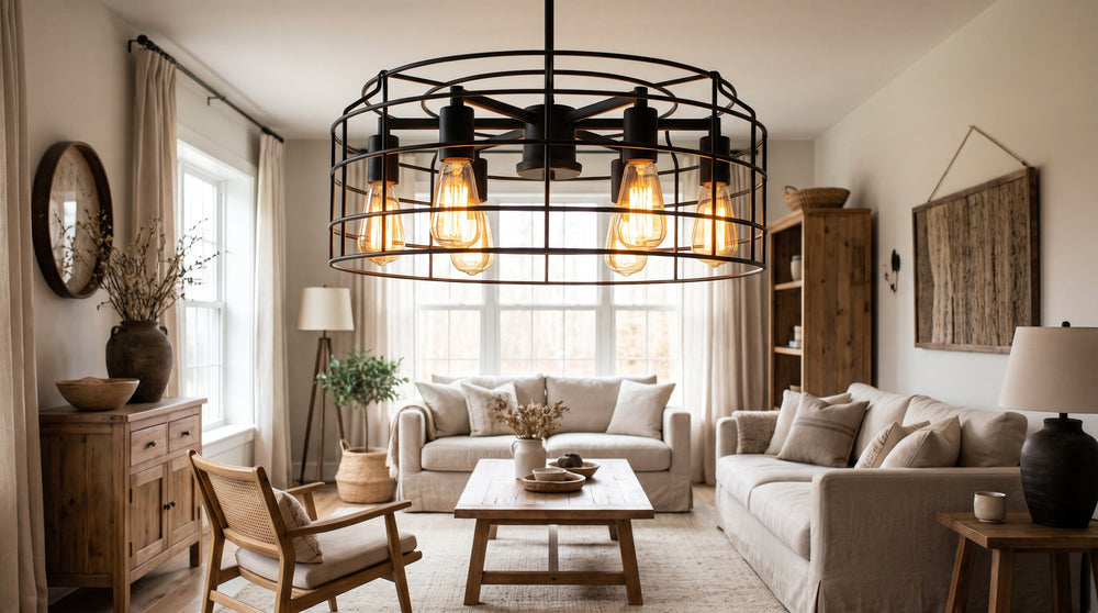 Industrial-style ceiling lights for living room