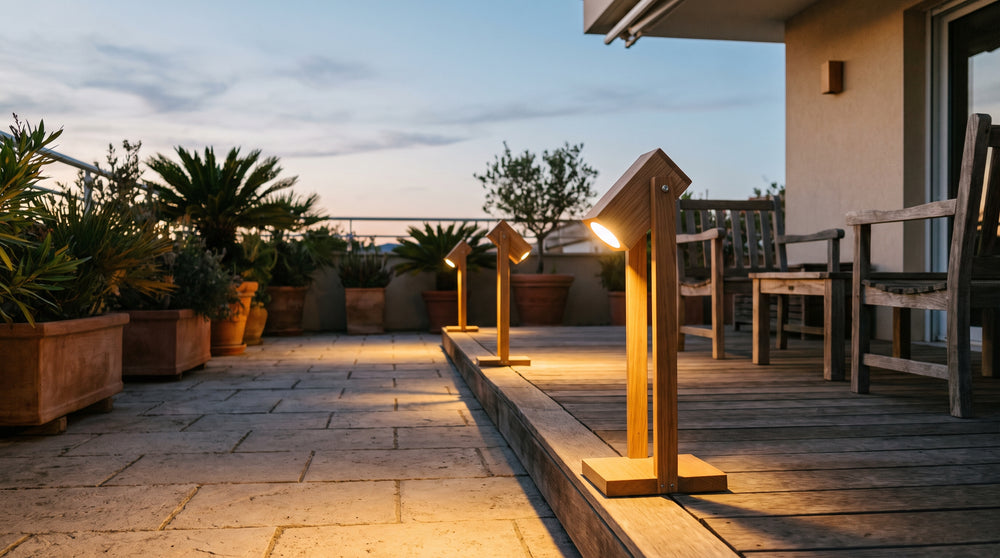Wooden LED outdoor spotlights
