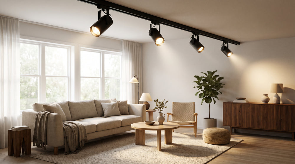 Black surface-mounted spotlights