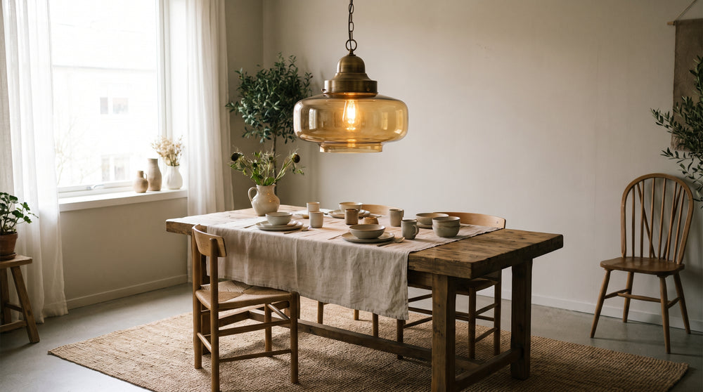 Red pendant light