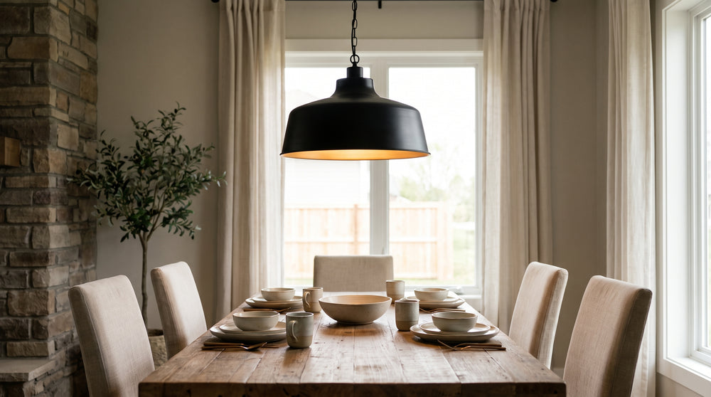 Black metal pendant lights
