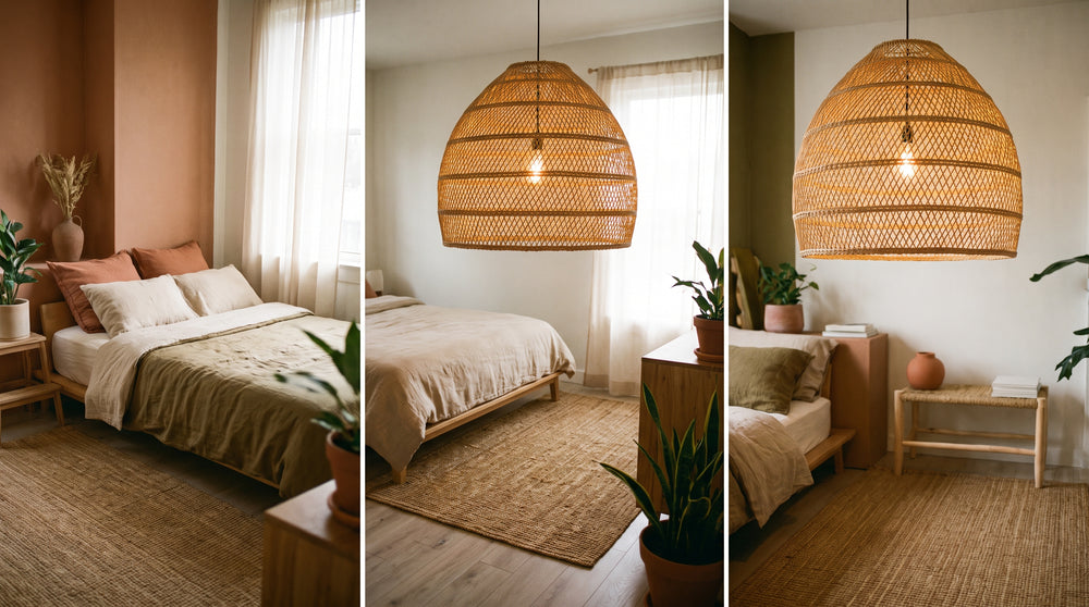 Rattan pendant lights for bedroom