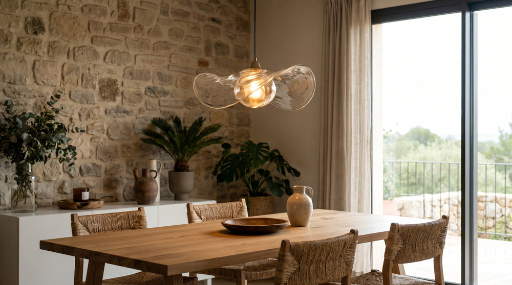 Blue glass pendant lights