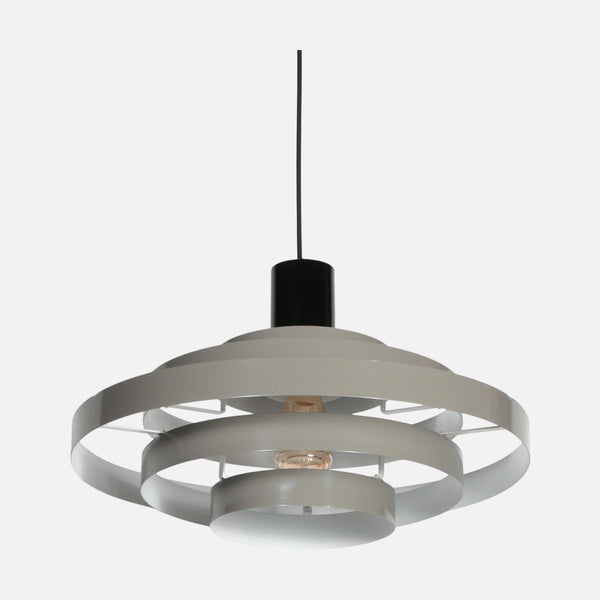 Grey metal ring pendant light, Ø 50 cm, height adjustable, for living room and dining room | Halo Cirque