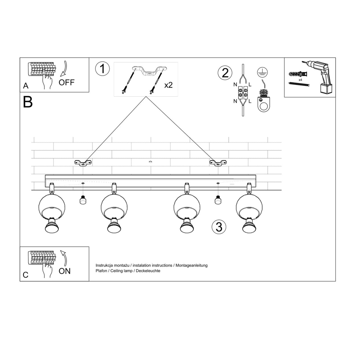Plafonnier OCULARE 4L