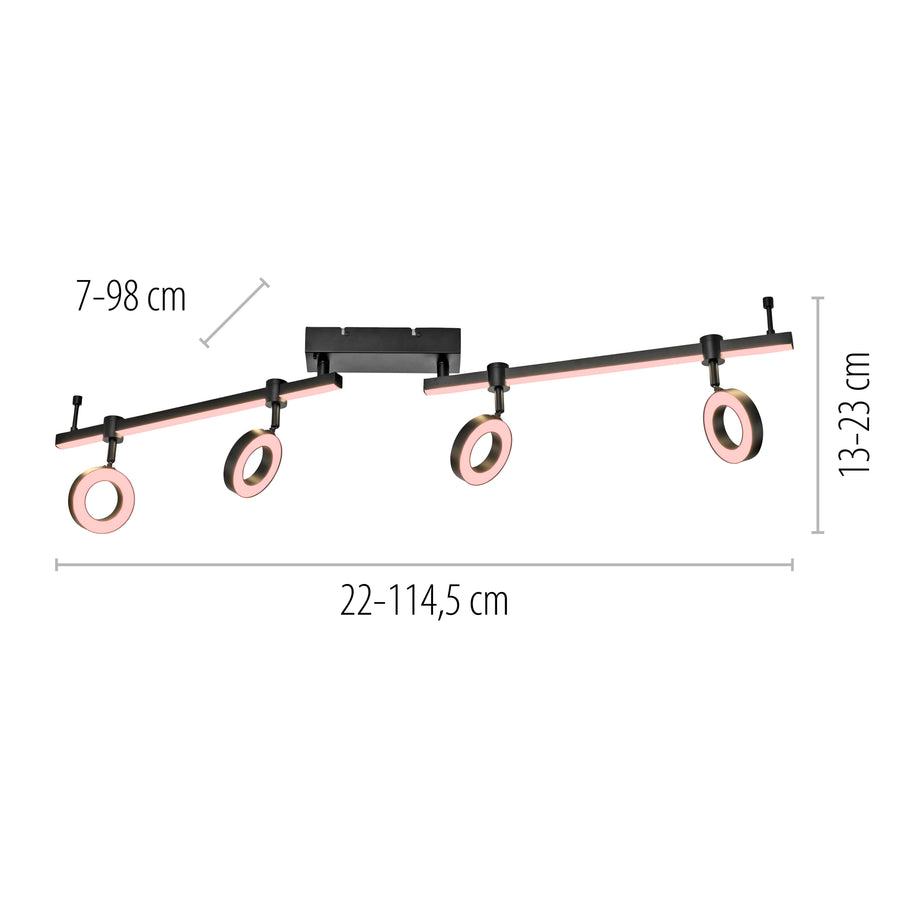 Plafonnier Lolasmart-Bileda noir, H 114,5 cm