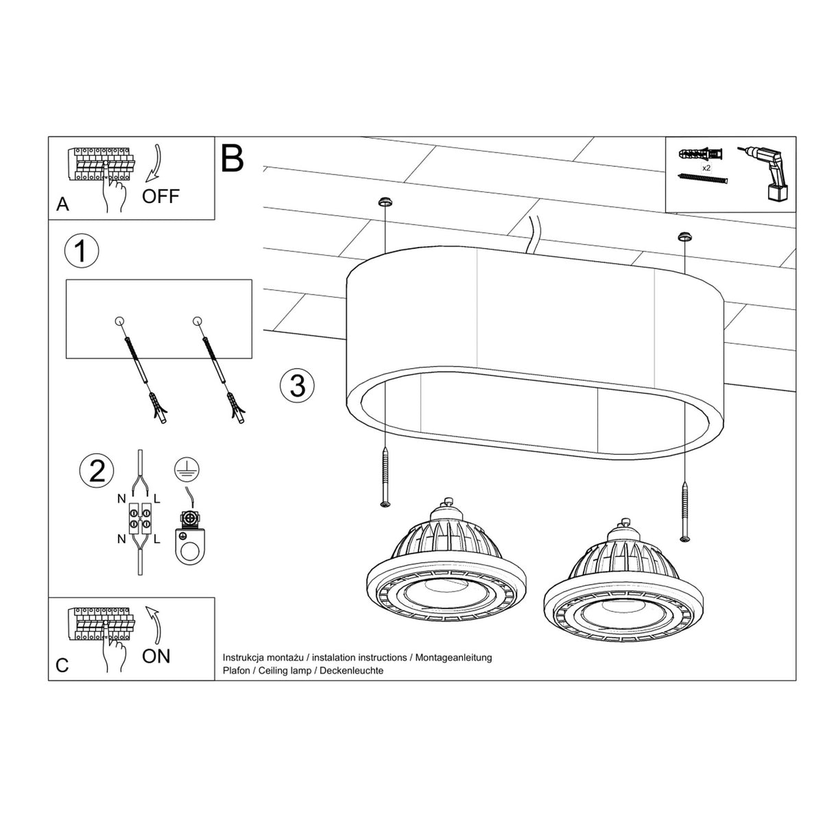 Plafonnier BASIC 2 béton