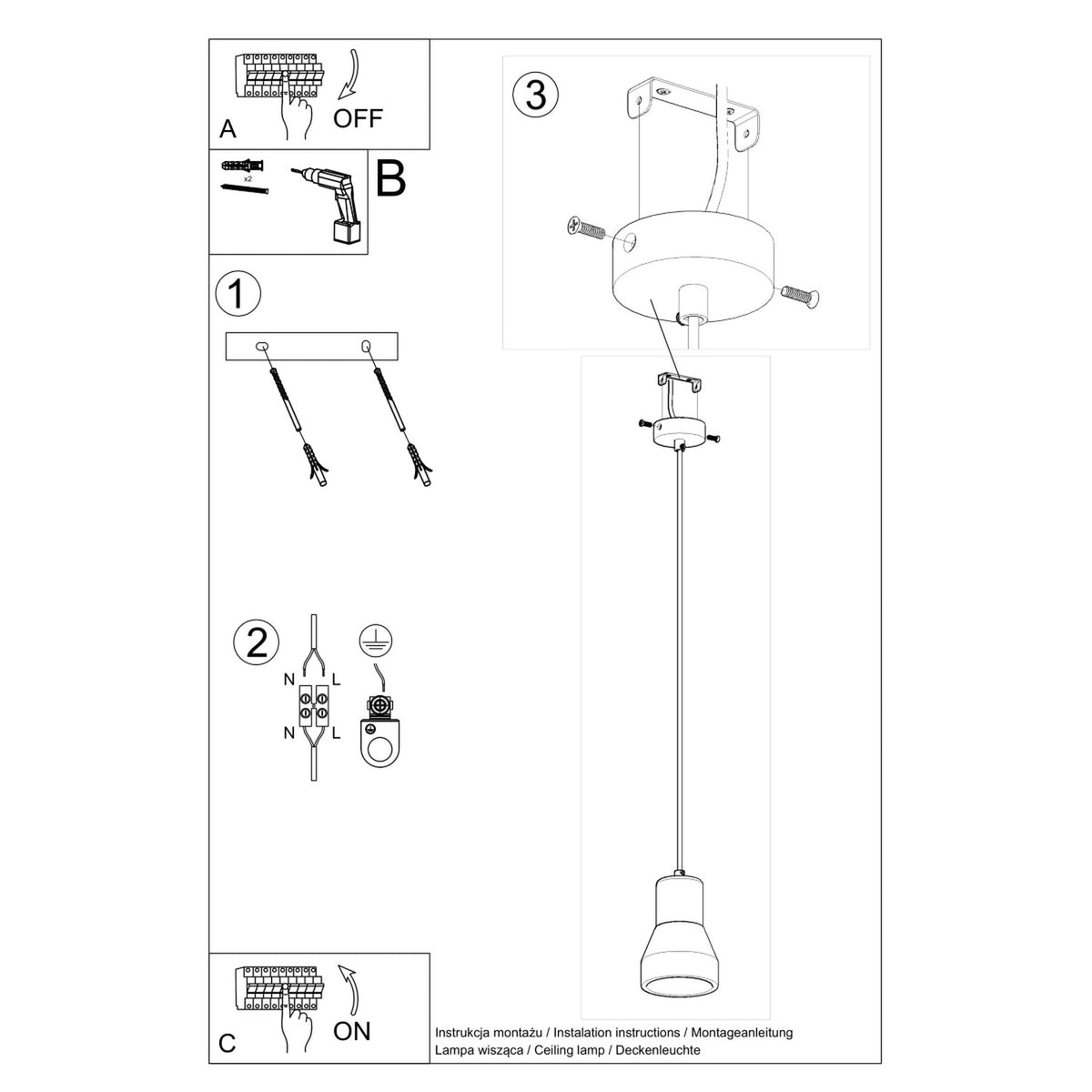 Lampe suspendue QUBIC gris