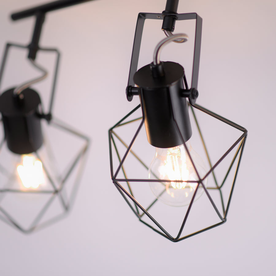 Plafonnier Jaro 4 lumières noir et bois