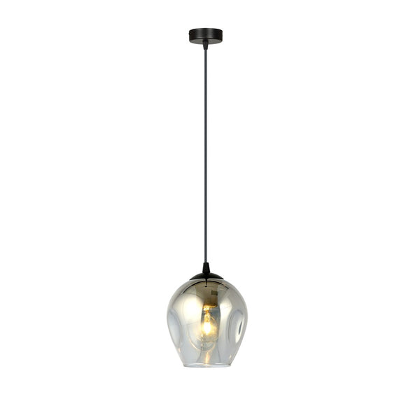 Istar 1-light black pendant, graphite glass