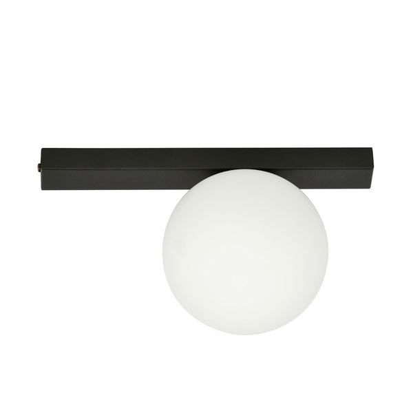 Fit 1-light flush mount, black, opal glass